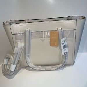 NWT Michael Michael Kors Maise large 3 in 1 leather tote in light cream